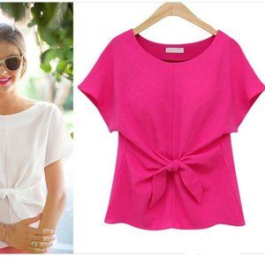 Pink Chiffon Top Bow Tank Top T-shirt